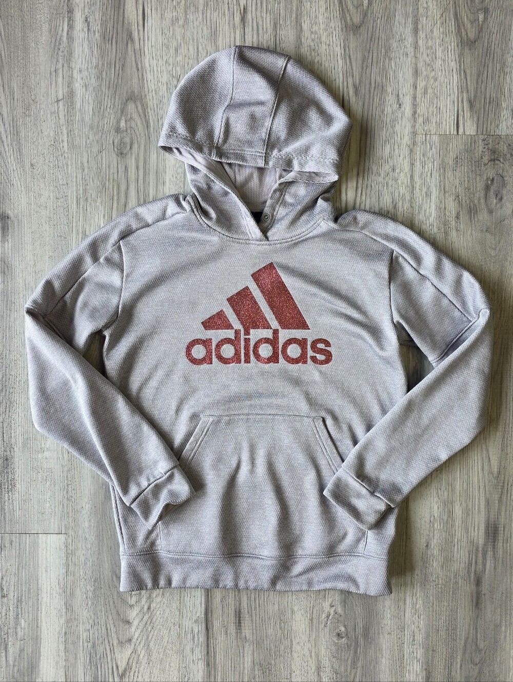 Adidas Women’s Gray Hoodie Medium Pink Glitter Logo